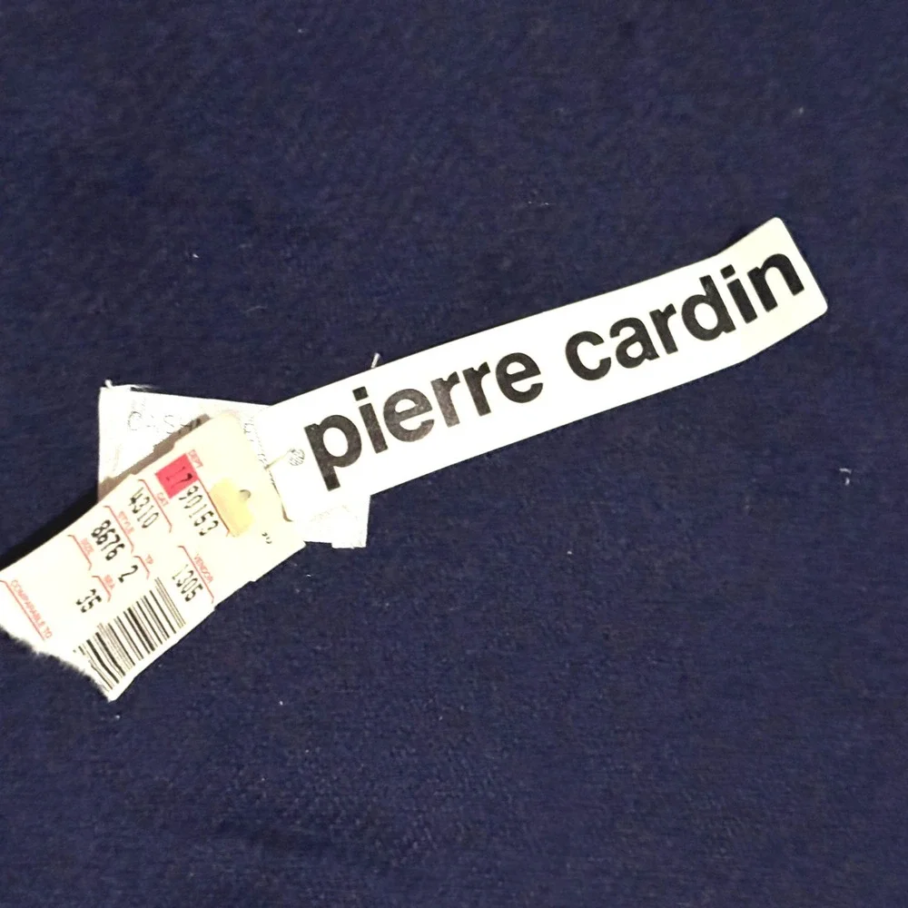 New Vtg Pierre‎ Cardin Scarf Unisex Navy Blue NEW Cashmere Finish Acrylic Fringe